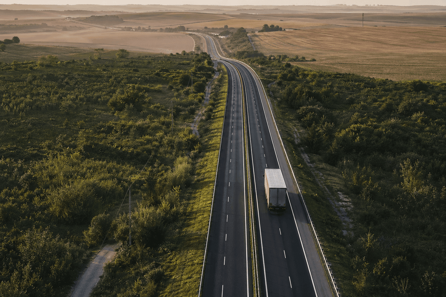 Caminhões de diferentes tipos em rodovia brasileira