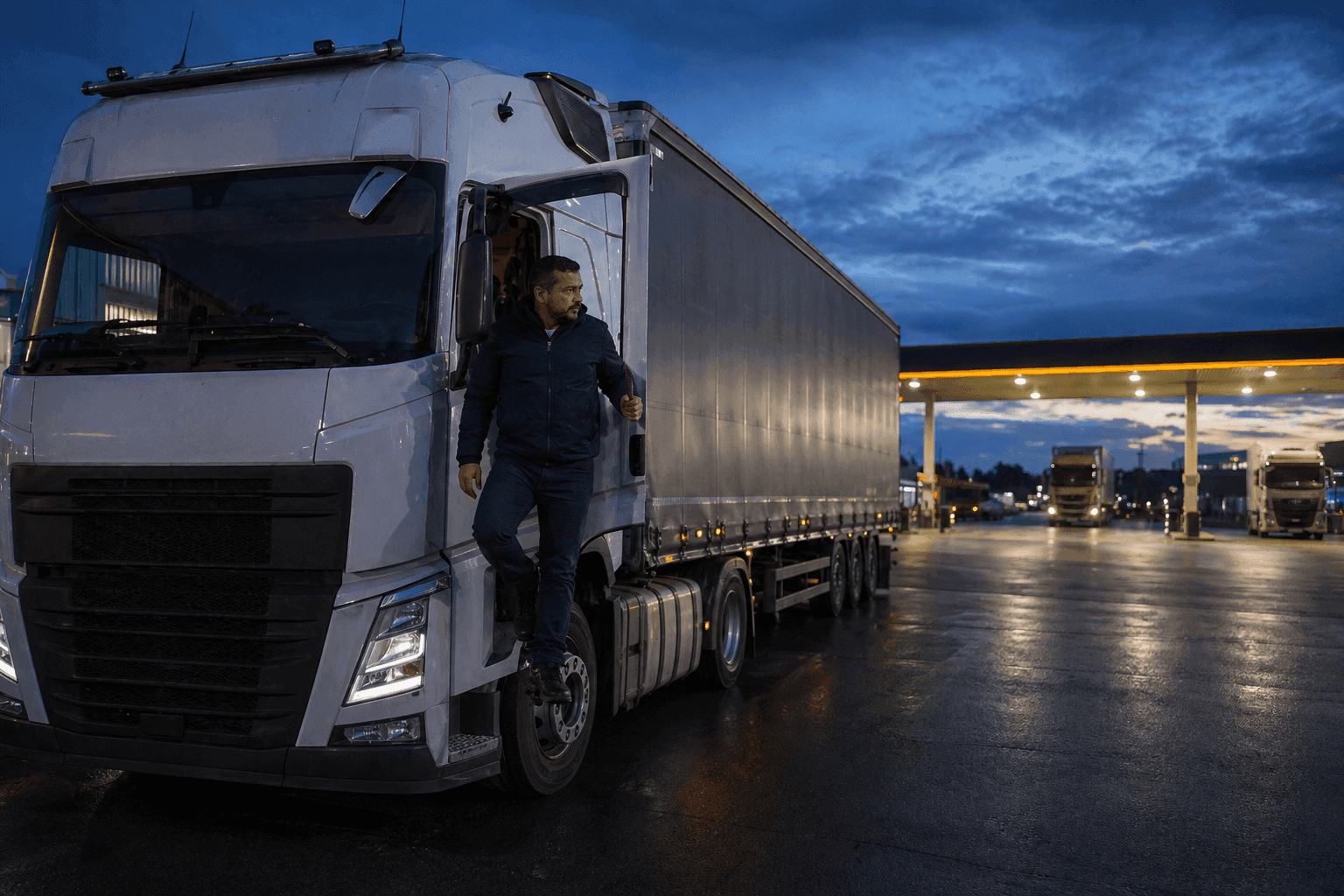 Caminhão tanque com sinalização de carga perigosa