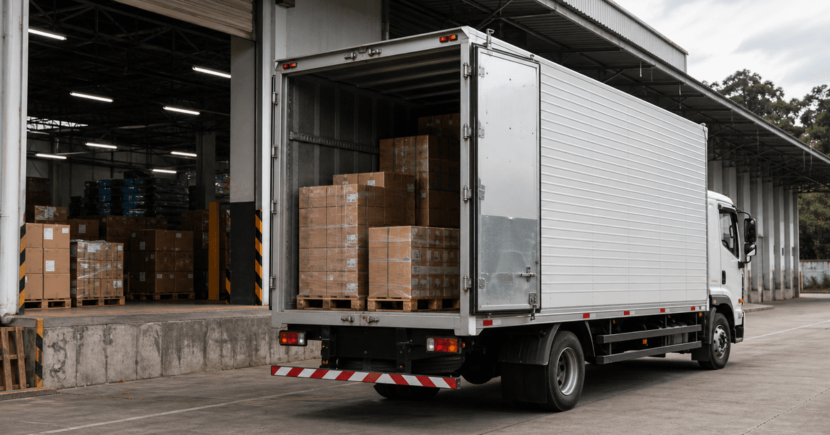 Caminhão baú seco em operação de carga geral e distribuição no Brasil