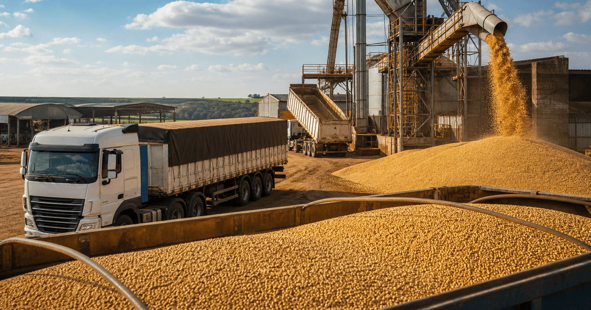 Caminhões graneleiros e operação de soja com foco em preço por tonelada no frete agrícola
